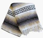 Del Mex Classic Mexican Blanket, Large Authentic Woven Falsa Throw (70"x50"), Artisan Southwest Décor for Beach, Yoga, Outdoors (Tan)