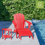 GREENVINES Adirondack-Ottoman | Set of 4 | HDPE Plastic | Outdoor Footrest | All Weather | Foot Rest | Foot Stool | Red | for Adirondack Chair | for Patio Backyard Pool
