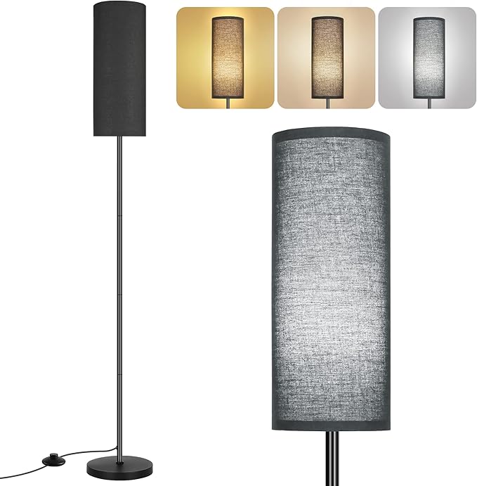 PARTPHONER Floor Lamp for Living Room, Modern Standing Lamps with Lampshade, Minimalist Tall Lamp with Foot Switch for Living Room, Bedroom, Kids Room, Office(Bulb Not Included)