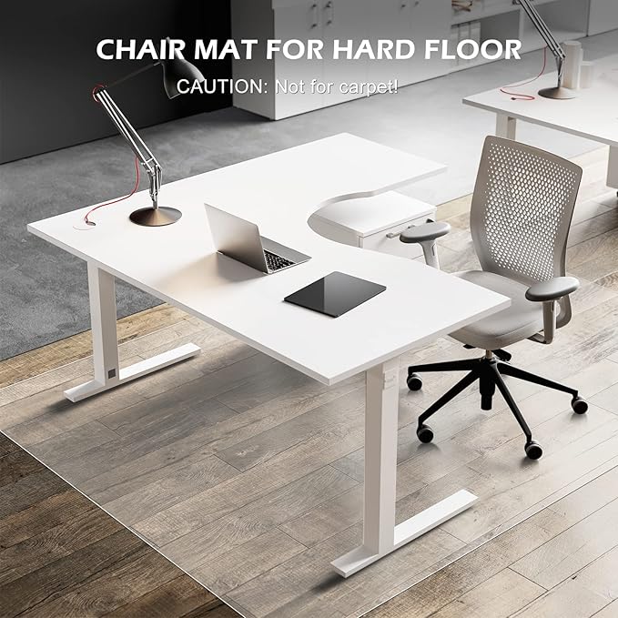 SALLOUS Chair Mat for Hard Floors, 60" x 75" Office Chair Mat for Hard Surface, Vinyl Floor Mat for Gaming Chairs, Multi-Purpose Floor Protector Desk Mat for Home Office (Clear)