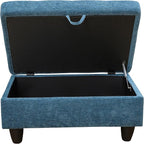 Ottoman Rectangular Storage Ottoman Bench, Flannel Footrest Stool Footstool with Lid for Living Room, Bedroom, Entryway, Blue, 34"x22.8"x17.5"