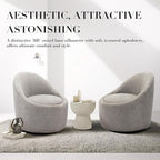 COLAMY Swivel Accent Chair Set of 2, 360° Swivel Round Chair with Hidden Storage, Modern Small Barrel Armchair for Living Room/Bedroom, LightGrey
