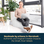 Marrakesh Gallery Genuine Leather Round Pouf Unstuffed - Moroccan Ottoman Footstool, Footrest Cover - Boho Decor - Bohemian Living Room, Bedroom, Kids Room, Gift & Wedding