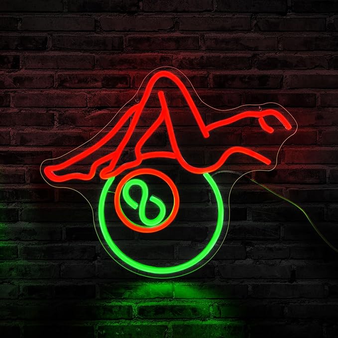 Billiards Lady Neon Sign, JGHTURIE Back Led Neon Signs for Wall Decor - Red Light Up Sign Preppy Girls Bar Pool Table Accessories Game Room Birthday Party Decor Gift USB Powered