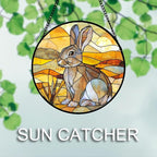 Stained Glass Window Hanging 4 Pcs Set Animals 6.3" - Desert Landscape Yellow Suncatcher Door Garden Sun Catcher Decor Birthday Christmas for Mom Woman Nana Men