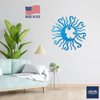 Riverside Designs Wacky Solar Moon Metal Wall Art Steel Outdoor Decor | Heavy-Duty and Waterproof | Made in USA (Teal, 18L x 18W)