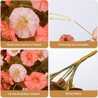 Artificial Fake Fall Mums Hanging Flowers Plants for Outdoor Decoration, 2 PCS Faux Silk Morning Glory Trailing Vines UV Resistant for Wall Home Porch Patio Party Decor (Fall Orange and Light Orange)