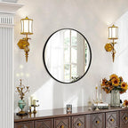 Fabuday Black Circle Mirror for Wall Decor 18 Inch - Bathroom Round Mirror with Matte Frame, Small Circular Mirrors for Entryway, Hallyway, Living Room, Bedroom