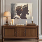Framed Jesus is the King Christian Wall Art, Jesus and Crown Canvas Wall Decor Christ Biblical Pictures Painting Prints Religious Room Decor for Church Prayer Room Schools Hospitals 24" x 16"