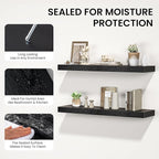 Floating Shelves for Wall, 72"W x 9.3"D x 1.5"H, Long Wooden Wall Mounted Display Shelves with Invisible Brackets for Living Room, Bedroom, Bathroom, Kitchen Decor and Storage, Set of 1, Black