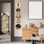 Qunclay 5 Pcs Wall Art Decor Wooden Living Room Wall Decor Bohemian Hanging Farmhouse Geometric 10'' and 8'' Aesthetic Wood Minimalist Posters for Bedroom(Sunset)