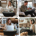 Reading Pillow for Lap, Memory Foam Gaming Pillow, Arm Rest Pillow with 2 Side Pockets&Cup Holders, Large Arm Rest Pillow for Gaming, Reading, Working Sitting in Bed Floor Sofa