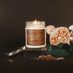 Sweet Water Decor Gingerbread and Spice Candle - Orange, Lemon, and Gingerbread Soy Christmas Candles - Gold Foil Pattern 9oz Clear Jar, 40 Hour Burn Time, Made in The USA