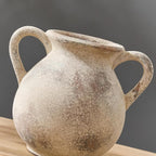 LUKA Antique Ceramic Vase with 2 Handle, 6.7 inches Rustic Vase Minimalist Decor, Decorative Vases for Home Decor, Table, Living Room, Shelf, Christmas Decoration(Small,Gray)