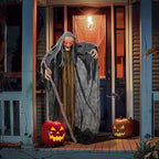 AW Animated Halloween Decorations,Scary Witch with Crutch,5.3FT Life Size Standing Clown,Motion/Sound Activated LED Eyes Creepy Sound,Haunted House Props Party Outdoor Indoor Lawn Yard Patio 2025