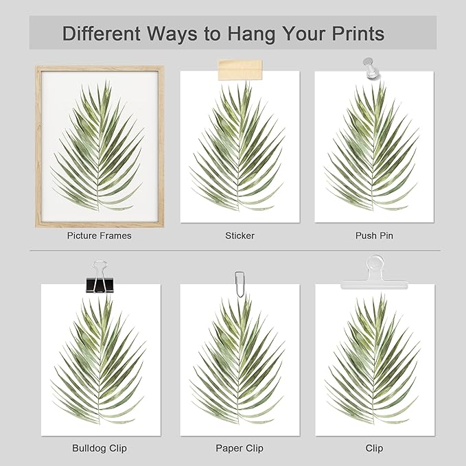 SIGNWIN Poster Bathroom Decor, Wall Art Room Decor Multicolor for Living Room, Bedroom, Office Green Pastel Banana Palm Monstera Leaf Nature Wilderness Plant Art Floral Botanical - 12"x16"x4