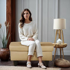 Ottoman Rectangular Storage Ottoman Bench, Flannel Footrest Stool Footstool with Lid for Living Room, Bedroom, Entryway, Light Brown, 28.5"x19"x17.5"