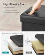 SONGMICS MAZIE Collection - 15 Inches Ottoman with Storage, Footstool, Storage Ottoman, Load 660 lb, for Dorm, Living Room, Bedroom, Synthetic Leather, Black ULSF101