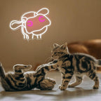 Cow Neon Sign Dimmable Tilted Cow Head LED Light Sign for Wall Decor USB Powered Funny Animal Neon Light for Farmhouse Bedroom Living Room Cafe Home Party Bar Animal Lovers (16.5 * 12.6 In)