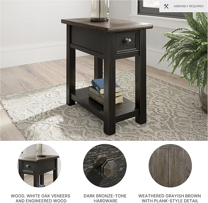 Signature Design by Ashley Tyler Creek Chair Side End Table, Light Brown & Whitewash