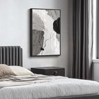 Framed Black and White Abstract Canvas Wall Art, Large Modern Art Prints Paintings Artwork for Walls, Minimalist Gray Pictures for Living Room Bedroom Dining Room Office Bathroom Wall Decor 24x36 In