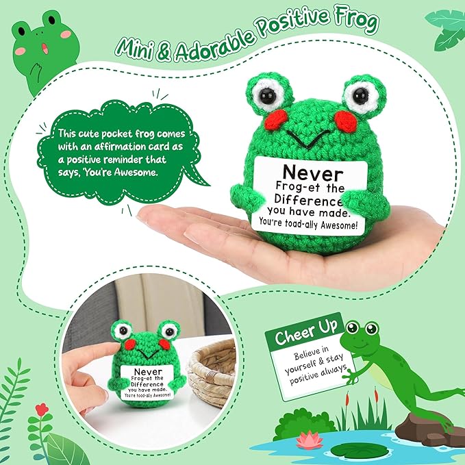 Thank You Teacher Appreciation Gifts, Funny Christmas Encouragement for Teacher Coworker Employee Boss Nurse Graduation Appreciation Week, End of School, Stocking Stuffer, Mini Handmade Crochet Frog