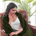 inhand Knitted Throw Blankets for Couch and Bed, Soft Cozy Knit Blanket with Tassel, Dark Green Lightweight Decorative Blankets and Throws, Farmhouse Warm Woven Blanket for Men and Women, 50"x60"