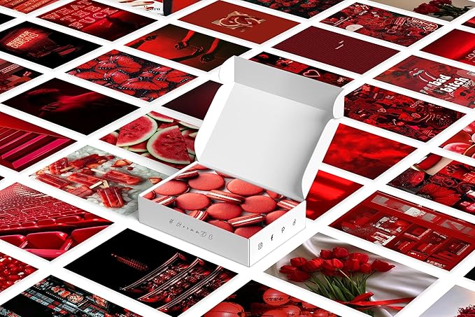 Y2K BOO Bold Red Wall Collage Kit - 50 Aesthetic Posters for Room Decor, Perfect for Dorms and Bedrooms, Vibrant Red Collage Kit for Teen Girls and Bold Spaces