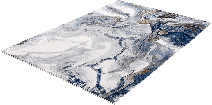 Abani Rugs Abstract Design 2' 6" x 6' Bedroom Rug - Grey, Brown & Blue Modern Multi-Dimensional Washable Area Rug