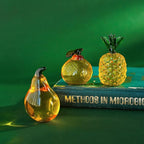 Set of 3 Glass Fruits Decor Pineapple Orange Pear Fruit Figurine Decorations as Collections for Home Wedding