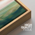 SIGNWIN Framed Canvas Print Wall Art Set Pastel Watercolor Pink Cloud Sky Green Countryside Hill Nature Wilderness Illustrations Modern Art Decorative Scenic for Bedroom - 24"x36"x3 Natural