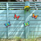 Oraytteo Metal Butterfly Outdoor Wall Decor - 4 Pack 9.8in Metal Butterflies Fence Art Decoration, Indoor Outdoor Patio Backyard Garden Decorations, Gift for Mom Dad Friends