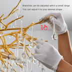 Crystal Branch Chandelier,47.24 Inch Modern Raindrop Chandeliers for Dining Room,Luxury Large Gold Ceiling Chandelier Pendant Hanging Lighting Fixture for Living Room,Entryway