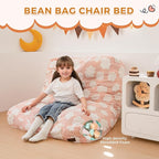 MAXYOYO Bean Bag Chair Bed for Kids, Convertible Bean Bag from Lazy Chair to Floor Bed, Fresh Cloud Design Cover, Stuffed Floor Sofa Couch for Boys and Girls, High-Density Foam Filling, Pink
