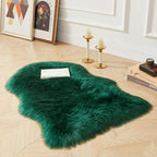 AMTOVO Faux Fur Rug, Dark Green Small Area Rug, Fluffy Sheepskin Rug, Fuzzy Ultra Soft 2 x 3 ft Shag Rugs for Bedroom Sofa Throw Cushion Room Decor, Sheepskin