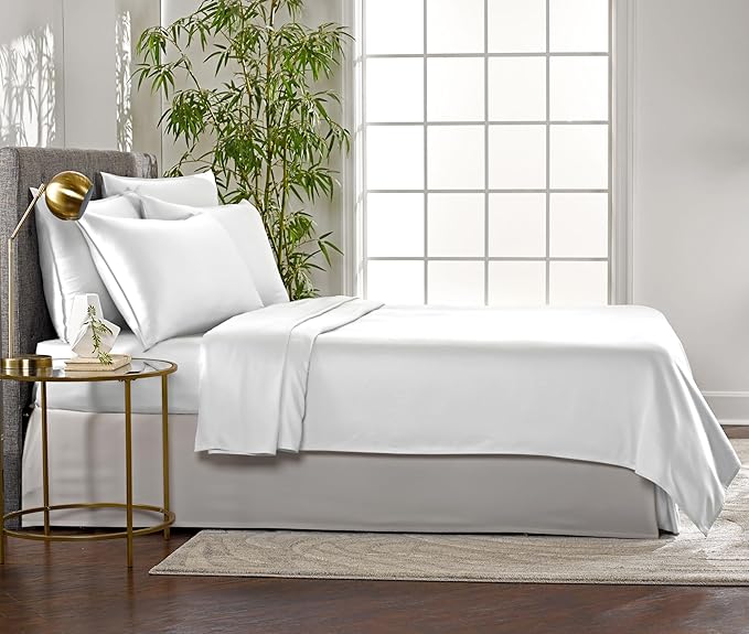 King Sheets by Pure Bamboo, Genuine 100% Organic Viscose Derived from Bamboo Bed Sheet Set, Luxuriously Soft & Cooling, Double Stitching, Lifetime Quality Promise (King, White)