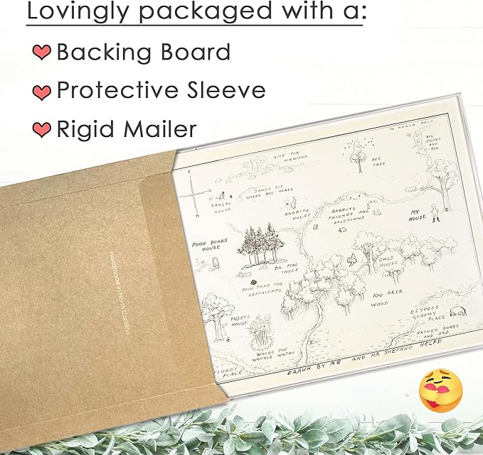 Winnie The Pooh Hundred Acre Wood Map - 8x10 Art Print (Unframed) | Neutral Nursery Decor | Kids Bedroom Wall Decor | A. A. Milne | Boys Room or Girls Room Artwork | Vintage Original Drawing