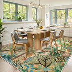 LIVEBOX Boho 8x10 Area Rugs for Living Room, Washable Soft Jungle Animal Print Rug for Bedroom, Farmhouse Non Slip Rug Floor Carpet, Forest Dining Room Rugs for Under Table