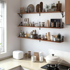 Heimlove 48 Inch Large Wall Bookshelves Set of 3, Wall Mounted Bookshelves,Heavy Duty Wooden Shelves for Living Room,Bedroom,Kitchen,Laundry Room Storage & Decor