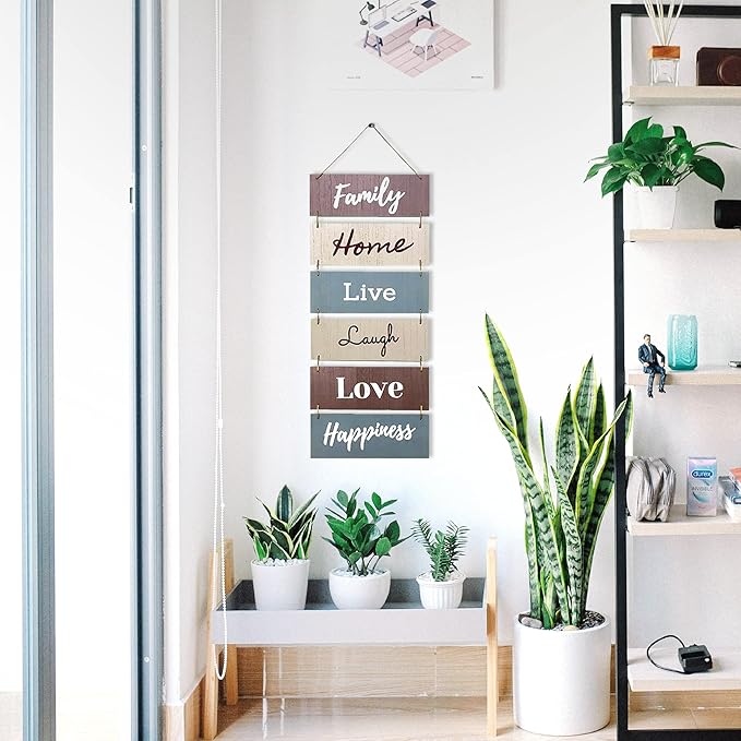 Hanging Wall Decor Sign - Welcome Vertical Wall Art Decorations, Rustic Home Accessories for Living Room, Bedroom, Family, Dining, and Kitchen, Outdoor Signs for House, Live, Laugh, Love Plaques