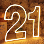 SYLHOME 21 Twenty one Led Neon Light Sign 21th Happy Birthday Party Anniversary Wall Decor Sign Number Table Sign Home Bar Pub Club Wedding Decor USB 12"X11"