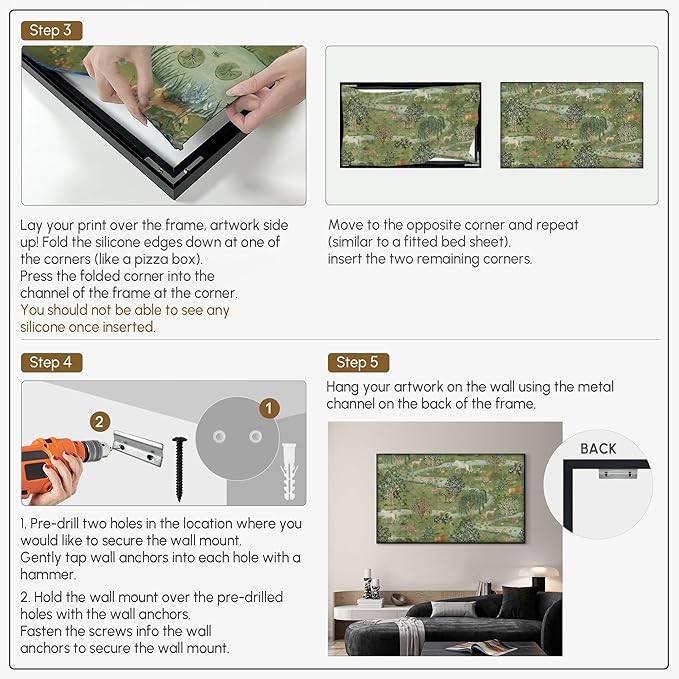 SIGNWIN 30"x60" Extra Large Framed Wall Art Medieval Fantasy Forest with Woodland Animals, Storybook-Inspired Scene for Home Living Room Bedroom Decor (Frame Assembly Required)