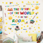Colorful Inspirational Quote Wall Decals,The Future of The World is in This Room Stickers,Positive Classroom Wall Decals,Motivational Window Sticker for Classroom School Room Playroom Nursery