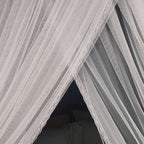 Kertnic Luxurious Bed Canopy for Girls & Adults - Double Layer Princess Canopy with Lace, Round Dome Mosquito Netting for Queen/King Bed Tent (Peacock Blue)