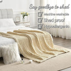 Maetoow Tighter Version Chenille Chunky Knit Blanket Throw （40×50 Inch）, Handmade Warm & Cozy Blanket Couch, Bed, Home Decor, Soft Fleece Banket, Boho Thick Blankets and Giant Yarn Throws，Beige