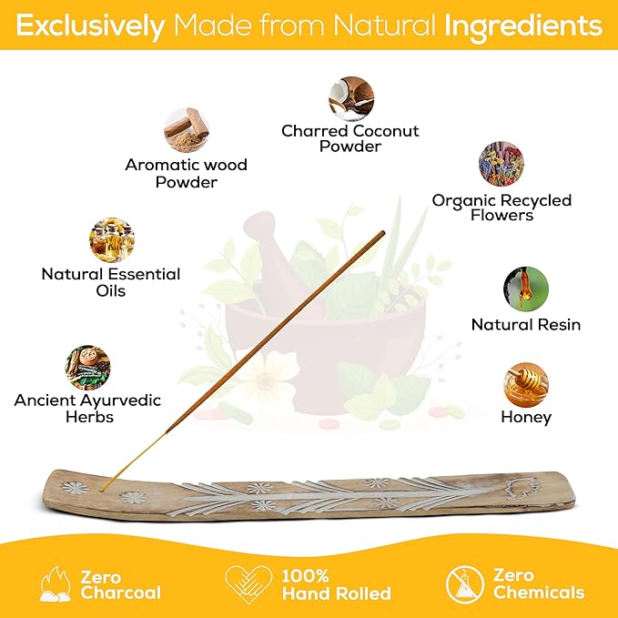 Satya Sandalwood Incense Sticks, Satya Bng Insens 15gmx12 Pack with Raajsee Insence Holder Bundle, Satya Nagchampa Natural Incence