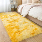 Small Rugs for Bedroom, 2x6 Fluffy Rug, Non-Slip Shag Soft Area Rug, Fuzzy Carpet for Kids Girls Boys, Modern Home Decor Aesthetic, Tie-Dyed Yellow