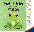 Frog Blanket Gifts for Women Kids - Just A Girl Who Loves Frogs Cute Stuff Animal Lovers Decor Throw for Teen Adults Soft Lightweight Fleece Cozy Travel Bed Couch Birthday Christmas Blanket 50"x60"