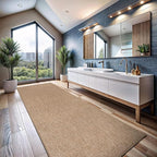 CAMILSON Indoor and Outdoor Runner Rug Natural Solid Boho Woven Design Easy-Cleaning Non Shedding Fiber Living Room Bedroom Garden Patio and Kitchen Washable Outside Carpet Alfombras (2x7)