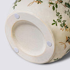 White and Green Vintage Vase, Chinoiserie Floral Vases for Flowers, Rustic Farmhouse Ceramic Vase for Home Decor, Living Room, Shelf, Office, Vintage Room Decor, 9 inch